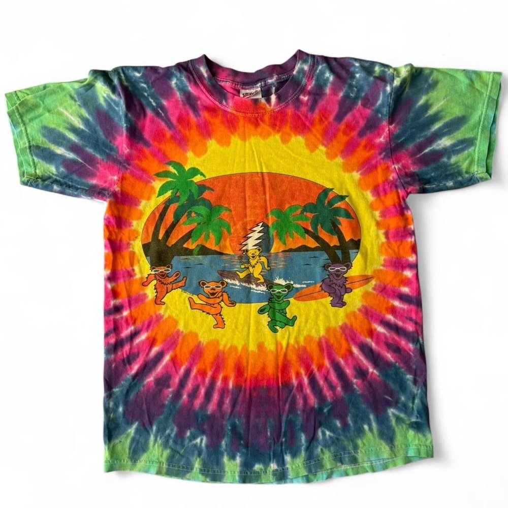 Vintage 90s Grateful Dead Dancing Bears Tie Dye Tee, Size Medium, Band Tee